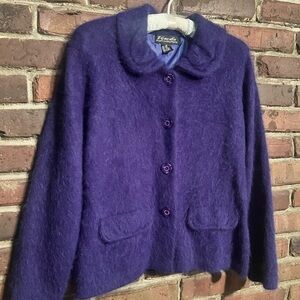 Gorgeous Venesha Angora Purple Women's Jacket Cardigan Sweater Size M